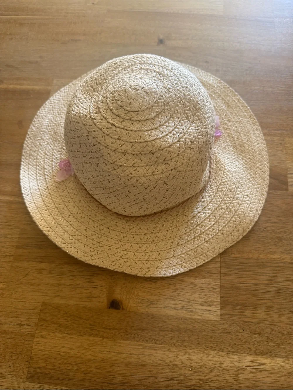 Girls' Sun Hat with Pink Butterfly Trim